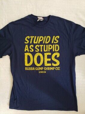 Unisex Navy Graphic Tee 'Stupid Is As Stupid Does' Bubba Gump L